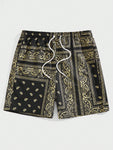 Manfinity RSRT Men Drawstring Waist Paisley Print Shorts