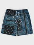 Manfinity RSRT Men Drawstring Waist Paisley Print Shorts