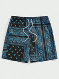 Manfinity RSRT Men Drawstring Waist Paisley Print Shorts