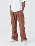 ROMWE Street Life Men's Casual Solid Color Drawstring Waist Straight Leg Cargo Pants