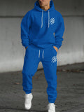 Manfinity EMRG Men's Claw Printed Kangaroo Pocket Warm Fleece Lined Hoodie And Sports Pants Set