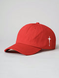 1pc Embroidered Cross Side Baseball Cap, Unisex Outdoor Sun Hat For Boys Girls Casual Wear Spring Autumn Travel Beach