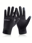 Unisex Winter Outdoor Sports Cycling Warm Gloves, Letter Decor Windproof, Water-Resistant, Thermal Lined