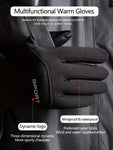 Unisex Winter Outdoor Sports Cycling Warm Gloves, Letter Decor Windproof, Water-Resistant, Thermal Lined