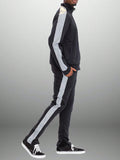 Mens Reflective SIde Stripe Track Jacket And Track Pant Matching Co-Ord Two Piece Set