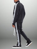 Mens Reflective SIde Stripe Track Jacket And Track Pant Matching Co-Ord Two Piece Set