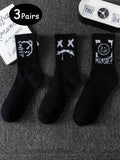 3 Pairs/5 Pairs/8 Pairs/10 Pairs/20 Pairs Random Ghost Face Trendy Crew Socks, Versatile Selection For All Seasons