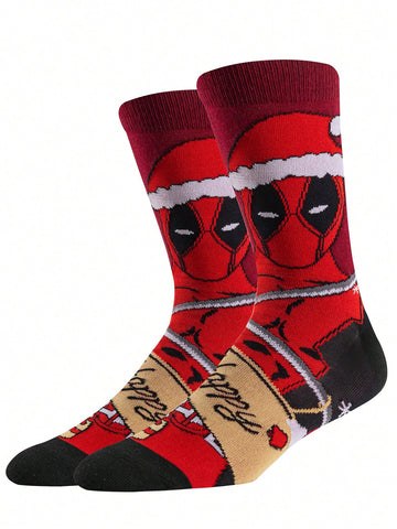 Disney 1 Pair Super Hero Deadpool Cartoon Socks, Novelty Socks With Character Graphic Design For Men And Women