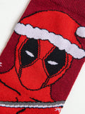 POTDEMIEL 1pair Christmas Superhero Deadpool Santa Hat Cartoon Socks, Marvel Character Socks, Novelty And Fun Socks For Men And Women, Disney Socks