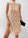 SHEIN Allurite High Neck Sequin Tank Dress