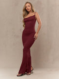 MISSGUIDED Textured Cowl Neck Spaghetti Strap Bodycon Flared Hem Maxi Dress