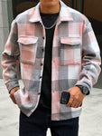 Manfinity Homme Men Plaid Print Flap Pocket Jacket