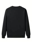 Men's Letter Print Crew Neck Sweatshirt, Loose Fit, Warm Lining, Trendy Long Sleeve For Autumn/Winter