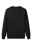 Men's Letter Print Crew Neck Sweatshirt, Loose Fit, Warm Lining, Trendy Long Sleeve For Autumn/Winter