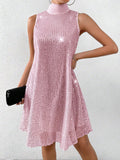 SHEIN Allurite High Neck Sequin Tank Dress