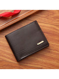 1-2pcs Men's PU Leather Wallet, Large Capacity And Multiple Card Slots, Can Store Large Bills, Simple Coin Pocket, Credit Card, Bank Card, ID Card Photo Slot, Business Casual Style, An Ideal Gift For Men's Birthday Or Partner