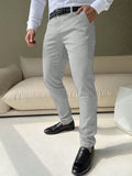 Manfinity Mode Men's Casual Solid Color Tapered Dress Pants