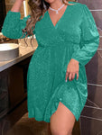 SHEIN BAE Plus Size Women's Glittery Wrap Dress