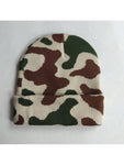 1pc Camouflage Print Casual Jacquard Knit Warm Beanie Hat, Unisex Outdoor Warm Hip Hop Fold Edge Milk Hat With Brand Logo, Suitable For Spring, Autumn And Winter Leopard Print