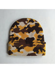 1pc Camouflage Print Casual Jacquard Knit Warm Beanie Hat, Unisex Outdoor Warm Hip Hop Fold Edge Milk Hat With Brand Logo, Suitable For Spring, Autumn And Winter Leopard Print