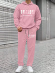 Manfinity EMRG Men's Letter Printed Hoodie With Kangaroo Pocket And Joggers Set