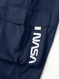 Men's Casual Letter Printed Multi-Pocket Drawstring Waist Cargo Pants