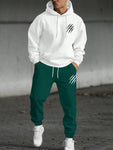 Manfinity EMRG Men's Claw Printed Kangaroo Pocket Warm Fleece Lined Hoodie And Sports Pants Set