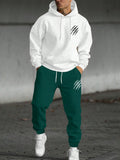 Manfinity EMRG Men's Claw Printed Kangaroo Pocket Warm Fleece Lined Hoodie And Sports Pants Set