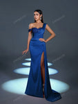 Faeriesty Asymmetrical Neck Mermaid Hem Formal Dress Elegant Prom Evening Wedding Guest Gown, For Graduation, Dinner