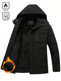 Manfinity Homme Men's Casual Solid Color Thickened Hooded Padded Coat, Clothes For Winter