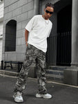 Manfinity Streetrush Vintage Loose Multi-Pocket Cargo Pants, Streetwear Style,Camo Pants