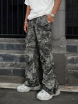 Manfinity Streetrush Vintage Loose Multi-Pocket Cargo Pants, Streetwear Style,Camo Pants