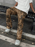 Manfinity Streetrush Vintage Loose Multi-Pocket Cargo Pants, Streetwear Style,Camo Pants