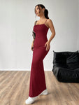 SHEIN EZwear Women's Solid Color Side Slit Hem Extra Long Casual Cami Dress