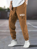 Manfinity Hypemode Men Letter Graphic Drawstring Cargo Loose Pants Long Plain Black Going Out