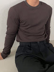 DAZY 1pc Men's Solid Color Fleece Lined Casual Thermal T-Shirt, Suitable For Autumn/Winter