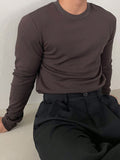 DAZY 1pc Men's Solid Color Fleece Lined Casual Thermal T-Shirt, Suitable For Autumn/Winter