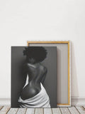 African American Black Black Nude Woman Sexy Back Poster, Paintings Print Canvas Aesthetic Decoration Home Bedroom Framed Wall Art Poster Wooden Frame