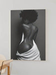 African American Black Black Nude Woman Sexy Back Poster, Paintings Print Canvas Aesthetic Decoration Home Bedroom Framed Wall Art Poster Wooden Frame