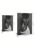 African American Black Black Nude Woman Sexy Back Poster, Paintings Print Canvas Aesthetic Decoration Home Bedroom Framed Wall Art Poster Wooden Frame