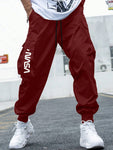 Men Casual Street Style Letter Print Drawstring Waist Flap Pocket Jogger Cargo Pants