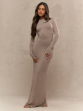 MISSGUIDED Jersey Round Neck Long Sleeve Fishtail Hem Maxi Dress