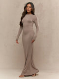 MISSGUIDED Jersey Round Neck Long Sleeve Fishtail Hem Maxi Dress