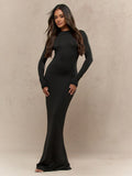 MISSGUIDED Jersey Round Neck Long Sleeve Fishtail Hem Maxi Dress