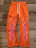 Manfinity EMRG Men's Casual Flame Print Drawstring Waist Straight Loose Sweatpants