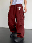 Men's Casual Straight Utility Pants With Multiple Pockets, Drawstring And Adjustable Cuffs