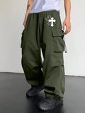 Men's Casual Straight Utility Pants With Multiple Pockets, Drawstring And Adjustable Cuffs