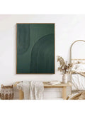 1 Pc, Canvas Hanging Poster, Solid Wood Framed Painting, Modern Abstract Green Canvas Art Print, Luxury Wall Decor For Living Room, Bedroom, Home Office - Chic Minimalist Design