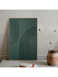 1 Pc, Canvas Hanging Poster, Solid Wood Framed Painting, Modern Abstract Green Canvas Art Print, Luxury Wall Decor For Living Room, Bedroom, Home Office - Chic Minimalist Design