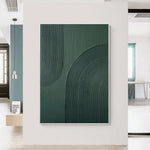 1 Pc, Canvas Hanging Poster, Solid Wood Framed Painting, Modern Abstract Green Canvas Art Print, Luxury Wall Decor For Living Room, Bedroom, Home Office - Chic Minimalist Design